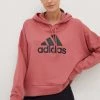 Γυναικεία Χωρίς φερμουάρ Μπλούζα Adidas Performance ροζ, με κουκούλα