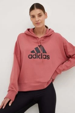 Γυναικεία Χωρίς φερμουάρ Μπλούζα Adidas Performance ροζ, με κουκούλα