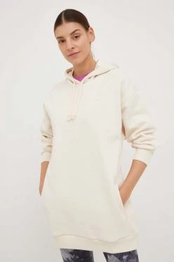 Γυναικεία Χωρίς φερμουάρ Μπλούζα Adidas Performance μπεζ, με κουκούλα