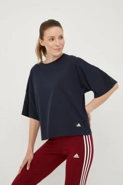 Γυναικεία Κοντομάνικο Βαμβακερό μπλουζάκι Adidas Performance ναυτικό μπλε