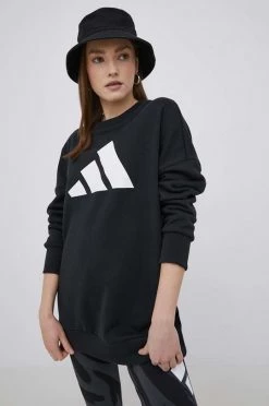 Γυναικεία Χωρίς φερμουάρ Βαμβακερή μπλούζα Adidas Performance χρώμα: μαύρο,