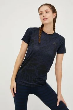 Γυναικεία Κοντομάνικο Μπλουζάκι για τρέξιμο Adidas Performance Fast ναυτικό μπλε