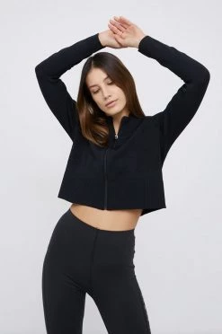 Γυναικεία Με φερμουάρ Μπλούζα Adidas Performance χρώμα: μαύρο