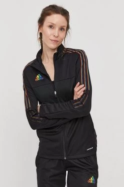 Γυναικεία Με φερμουάρ Μπλούζα Adidas Performance χρώμα: μαύρο