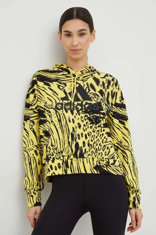 Γυναικεία Χωρίς φερμουάρ Βαμβακερή μπλούζα Adidas Performance χρώμα: κίτρινο, με κουκούλα 3 Γυναικεία Χωρίς φερμουάρ Βαμβακερή μπλούζα Adidas Performance χρώμα: κίτρινο, με κουκούλα