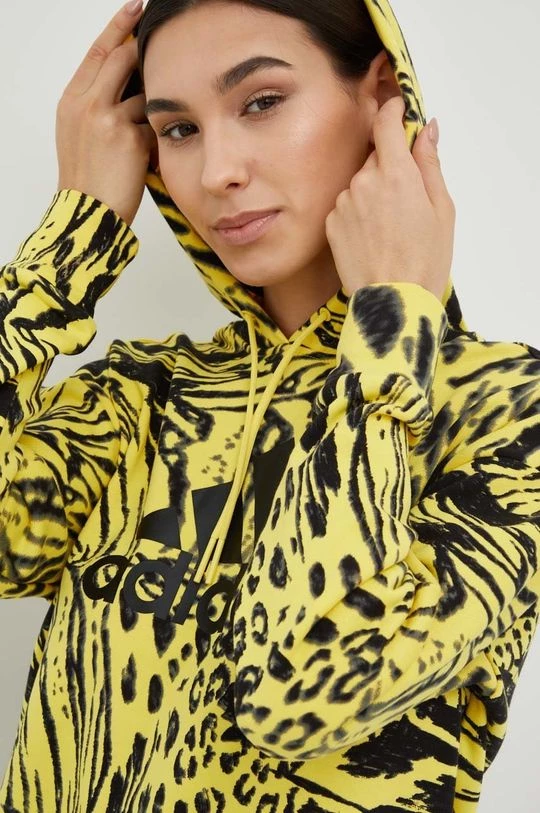 Γυναικεία Χωρίς φερμουάρ Βαμβακερή μπλούζα Adidas Performance χρώμα: κίτρινο, με κουκούλα 6 Γυναικεία Χωρίς φερμουάρ Βαμβακερή μπλούζα Adidas Performance χρώμα: κίτρινο, με κουκούλα - Image 4