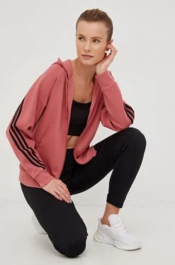 Γυναικεία Με φερμουάρ Μπλούζα Adidas Performance ροζ, με κουκούλα