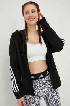 Γυναικεία Με φερμουάρ Μπλούζα Adidas Performance μαύρο,