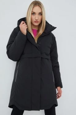 Γυναικεία Μακριά μπουφάν Μπουφάν με επένδυση από πούπουλα Adidas Performance μαύρο,