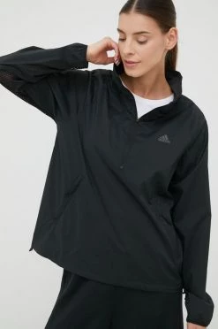 Γυναικεία Κοντά μπουφάν Μπουφάν για τρέξιμο Adidas Performance Run Fast μαύρο